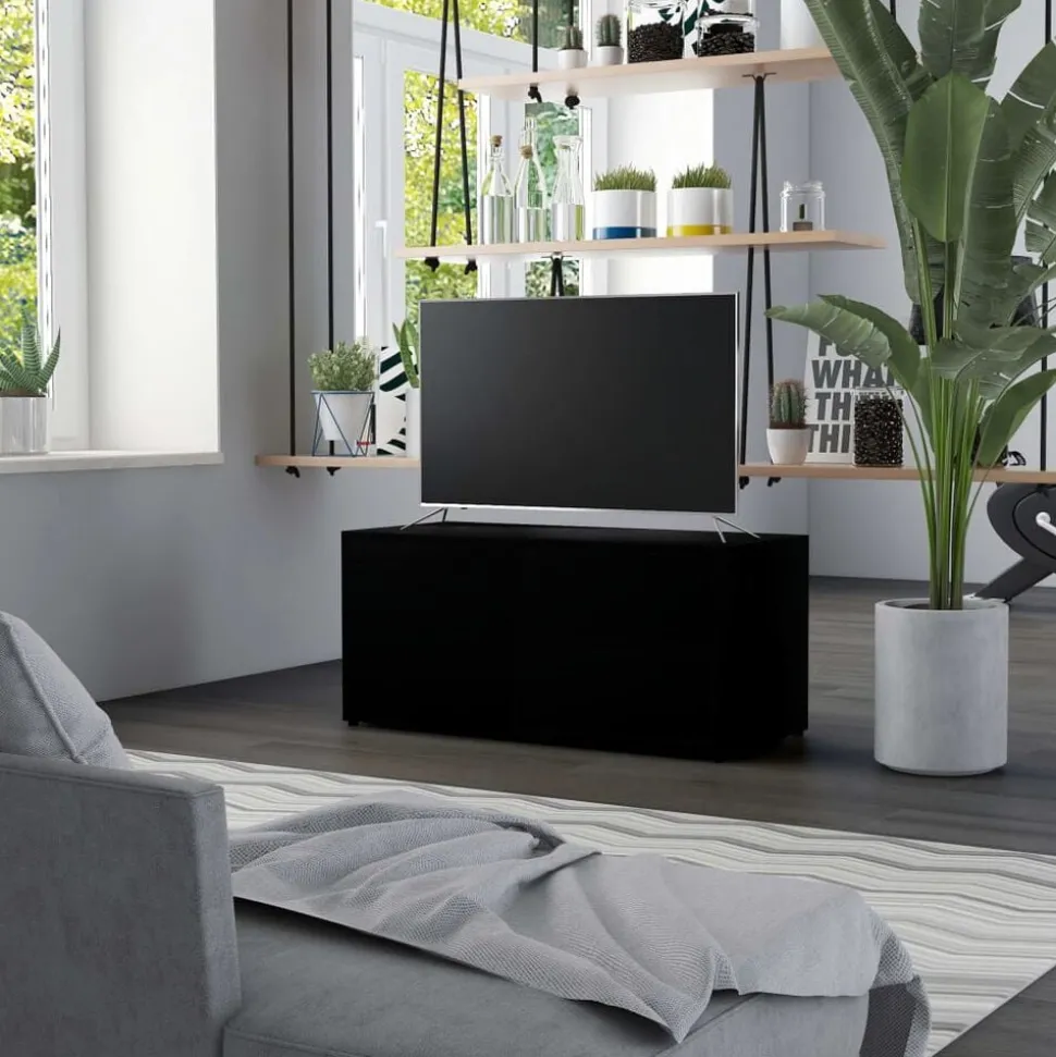 vidaXL Tv-meubel 80x34x36 cm bewerkt hout zwart