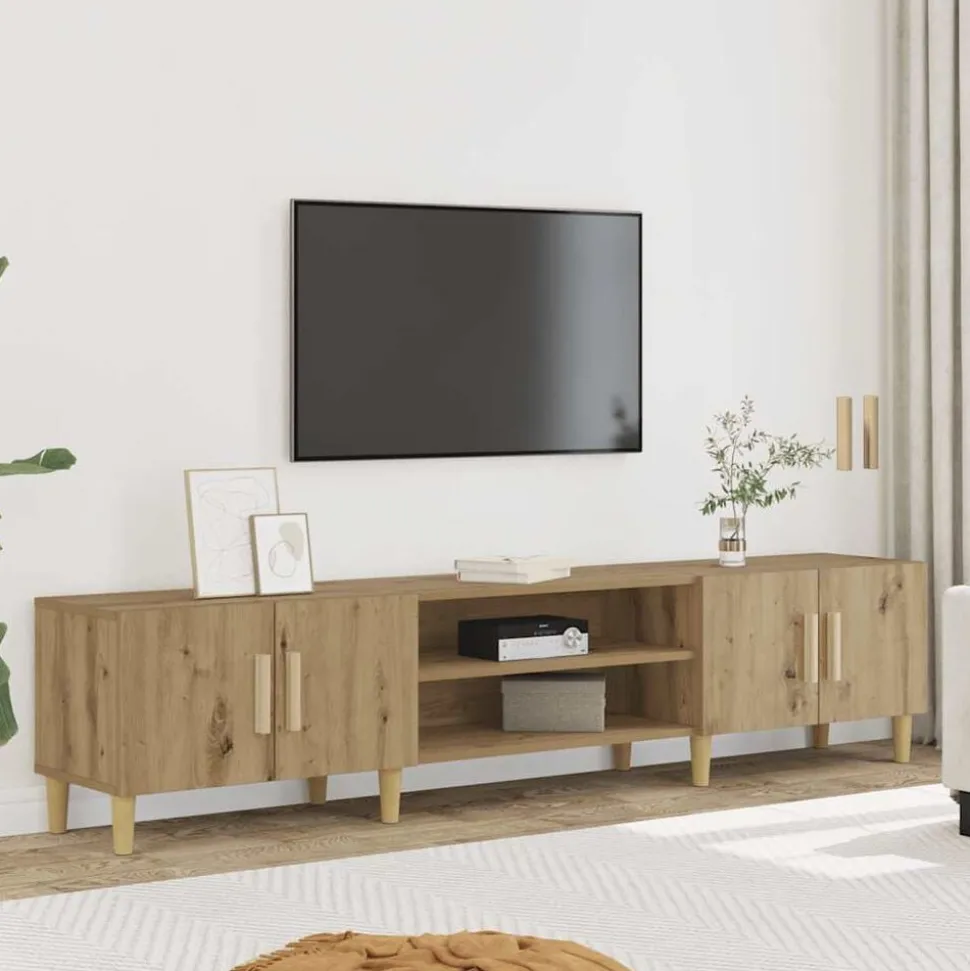vidaXL Tv-meubel 180x31,5x40 cm bewerkt hout artisanaal eikenkleurig