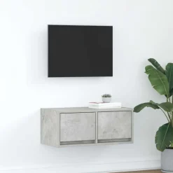 vidaXL TV-meubel 60x31x25,5 cm bewerkt hout betongrijs
