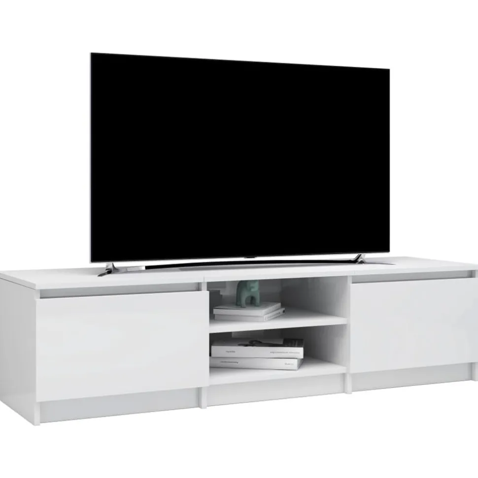 vidaXL Tv-meubel 140x40x35,5 cm bewerkt hout hoogglans wit