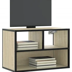 vidaXL Tv-meubel 60x31x39,5 cm bewerkt hout metaal sonoma eikenkleurig
