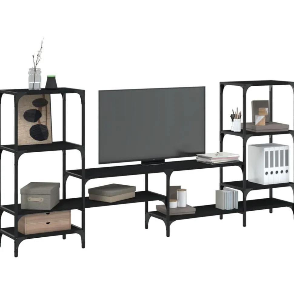 vidaXL Tv-meubel 206,5x28,5x95 cm bewerkt hout zwart