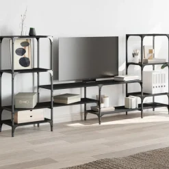 vidaXL Tv-meubel 206,5x28,5x95 cm bewerkt hout zwart