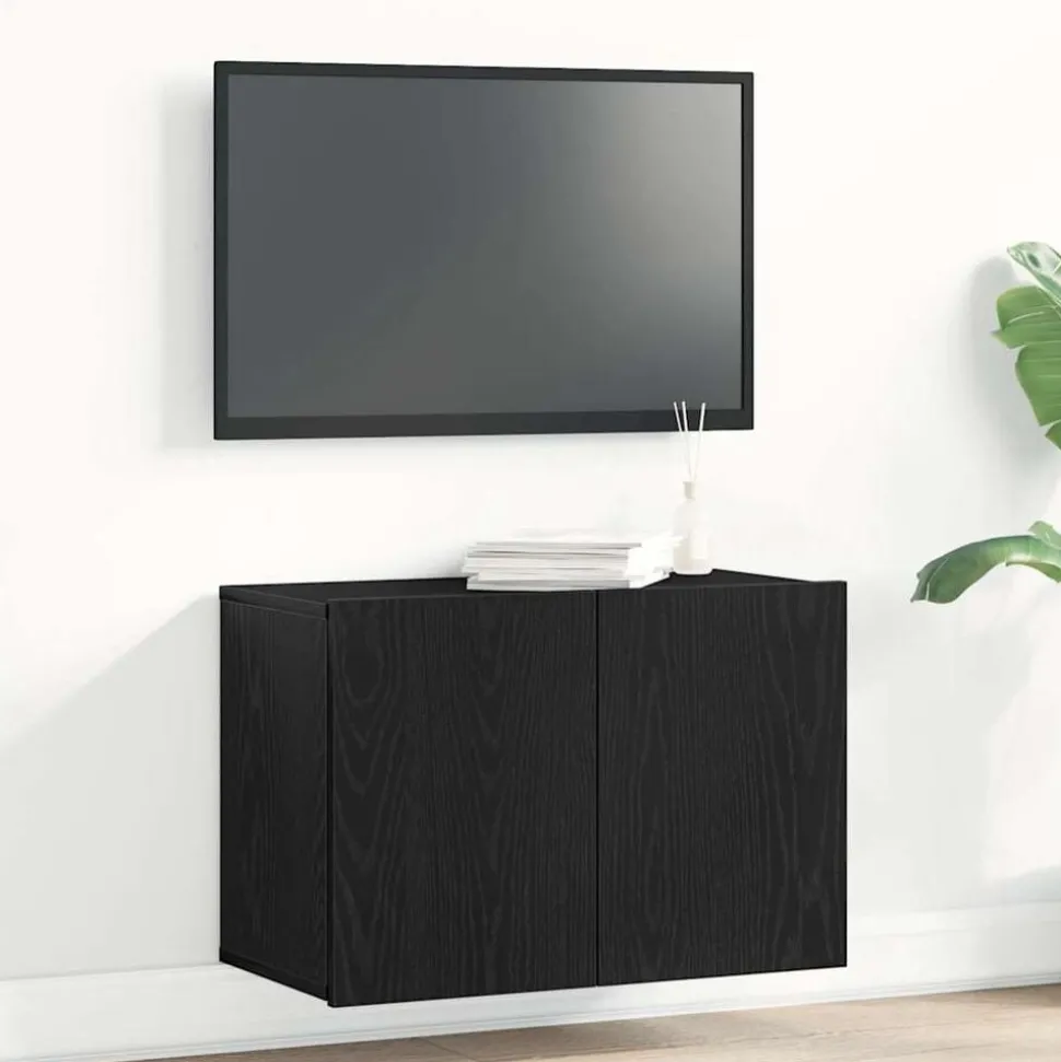 vidaXL Tv-meubel 60x30x41 cm bewerkt hout zwart eikenkleurig