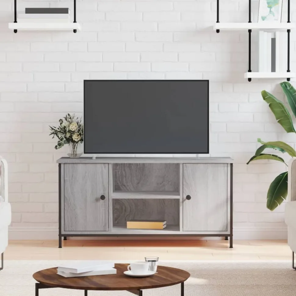 vidaXL Tv-meubel 100x40x50 cm bewerkt hout grijs sonoma eikenkleurig