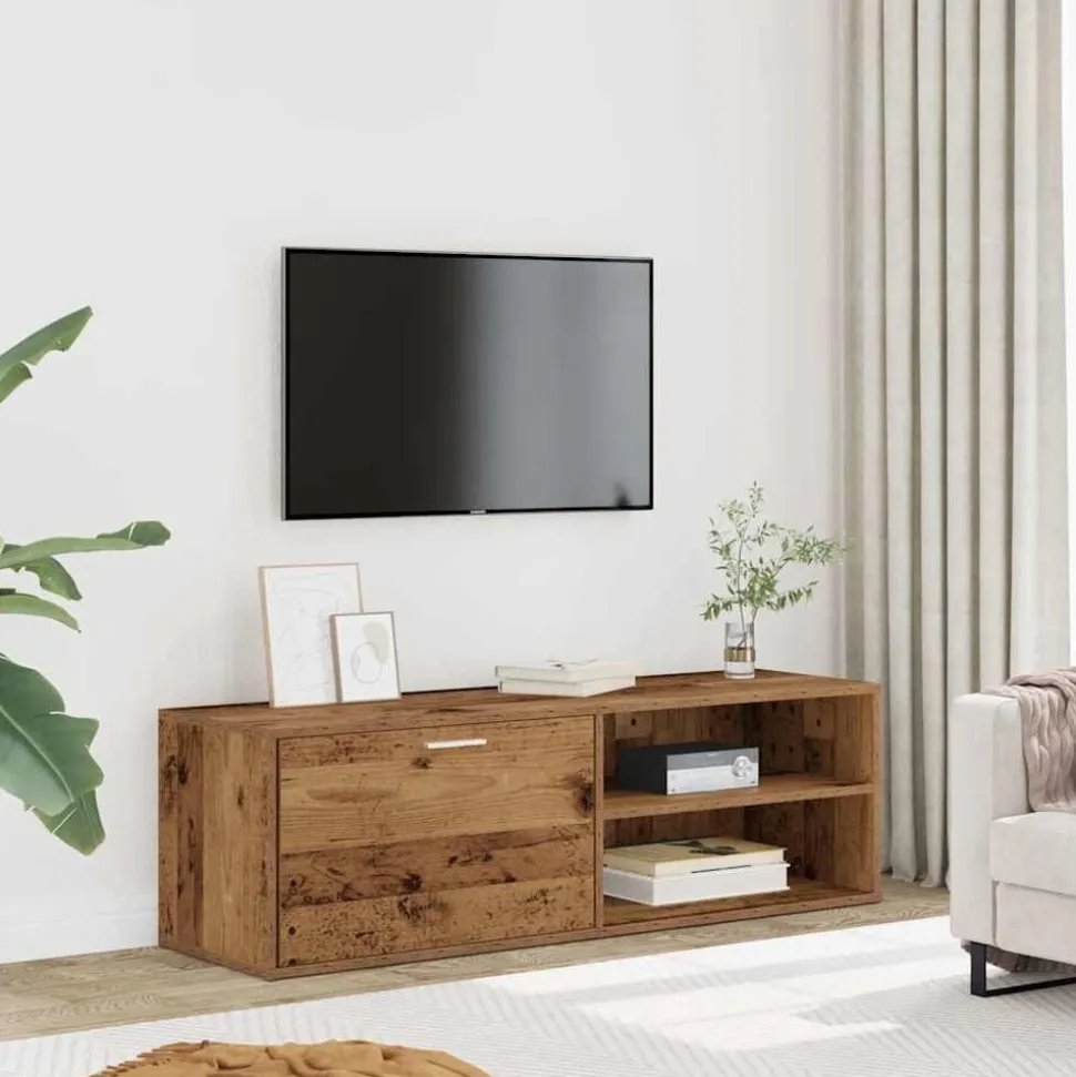 vidaXL Tv-meubel 120x34x37 cm bewerkt hout oud houtkleurig