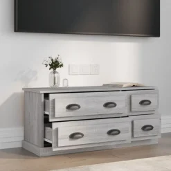 vidaXL Tv-meubel 100x35,5x45 cm bewerkt hout grijs sonoma eikenkleurig