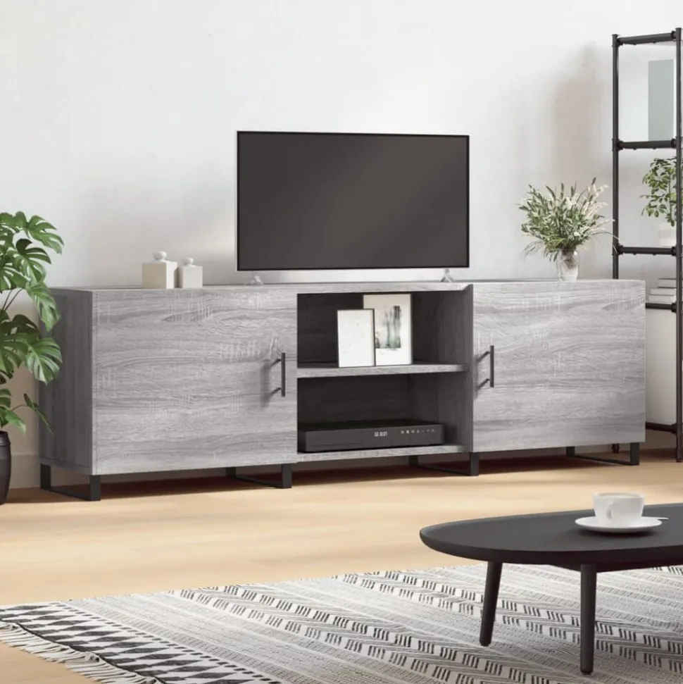 vidaXL Tv-meubel 150x30x50 cm bewerkt hout grijs sonoma eikenkleurig