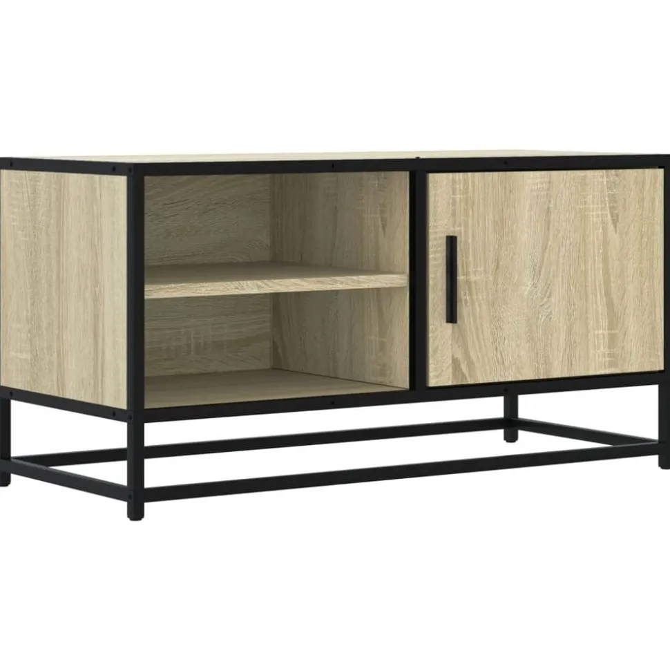 vidaXL Tv-meubel 80x34,5x40 cm bewerkt hout metaal sonoma eikenkleurig