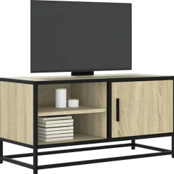 vidaXL Tv-meubel 80x34,5x40 cm bewerkt hout metaal sonoma eikenkleurig