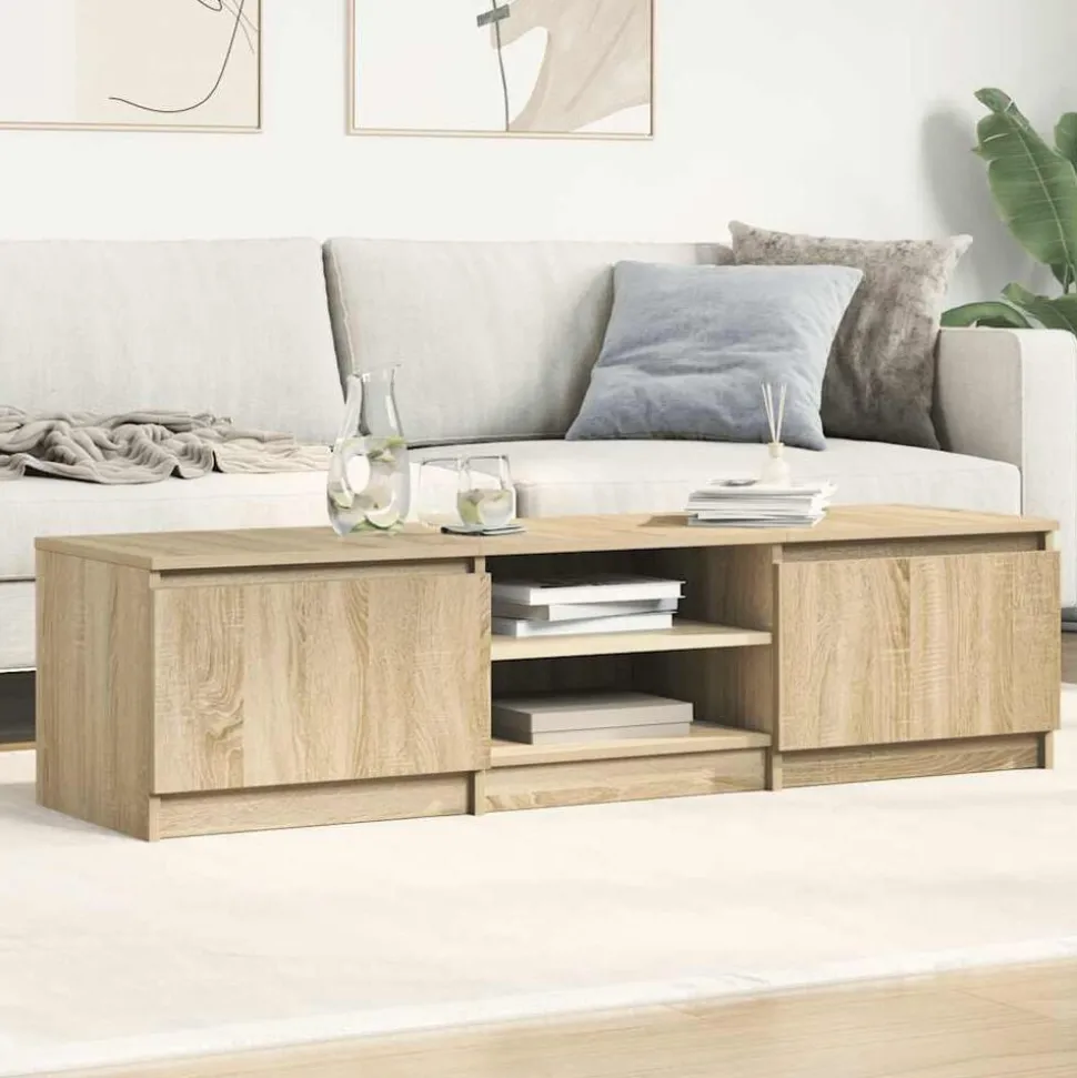 vidaXL Tv-meubel 140x40x35,5 cm bewerkt hout sonoma eikenkleurig
