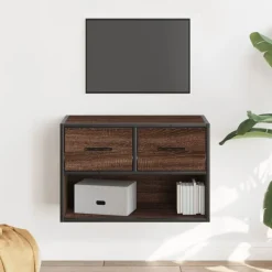 vidaXL Tv-meubel 60x31x39,5 cm bewerkt hout metaal bruin eikenkleurig