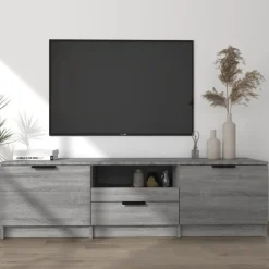 vidaXL Tv-meubel 140x35x40 cm bewerkt hout grijs sonoma eikenkleurig