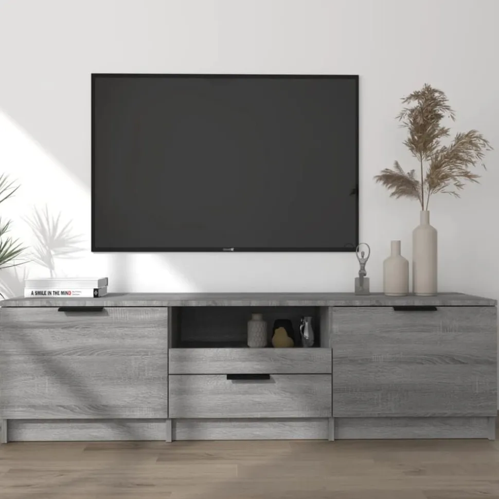 vidaXL Tv-meubel 140x35x40 cm bewerkt hout grijs sonoma eikenkleurig