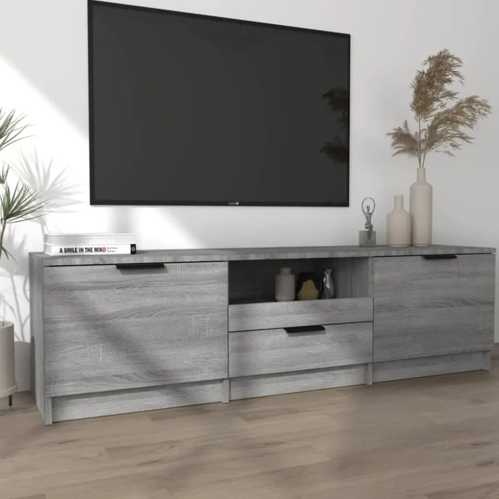 vidaXL Tv-meubel 140x35x40 cm bewerkt hout grijs sonoma eikenkleurig