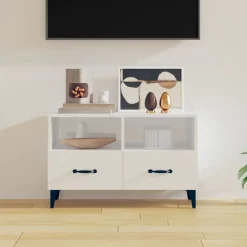 vidaXL Tv-meubel 80x36x50 cm bewerkt hout hoogglans wit