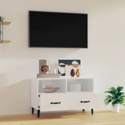 vidaXL Tv-meubel 80x36x50 cm bewerkt hout hoogglans wit