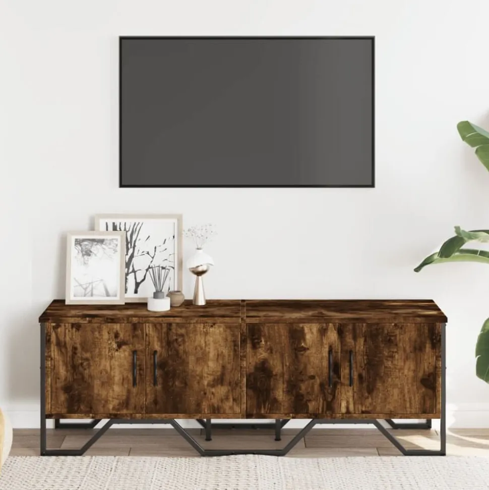 vidaXL Tv-meubel 122x34x41 cm bewerkt hout gerookt eikenkleurig
