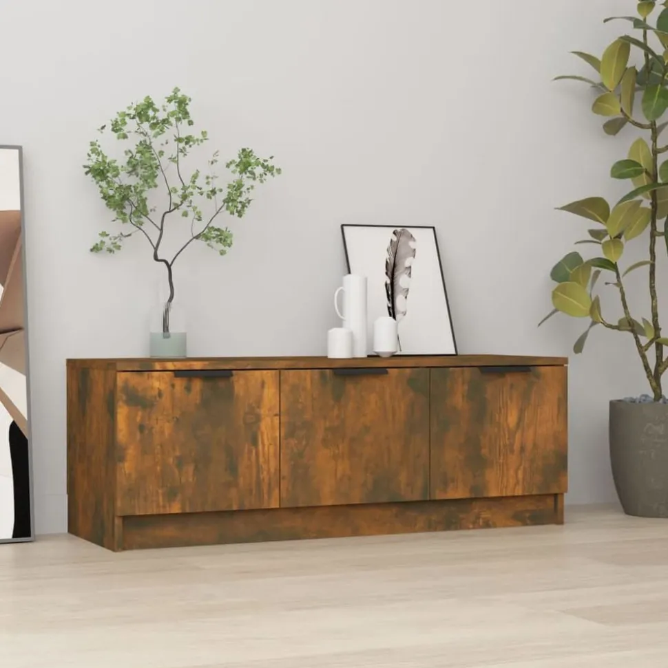 vidaXL Tv-meubel 102x35x36,5 cm bewerkt hout gerookt eikenkleurig