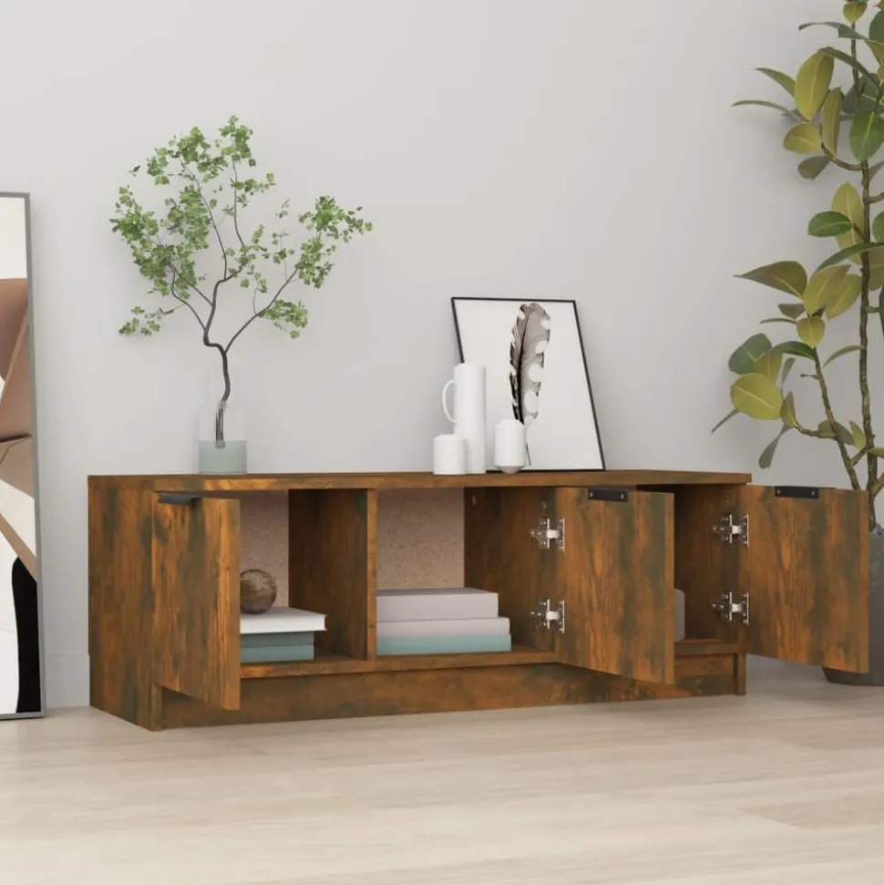 vidaXL Tv-meubel 102x35x36,5 cm bewerkt hout gerookt eikenkleurig