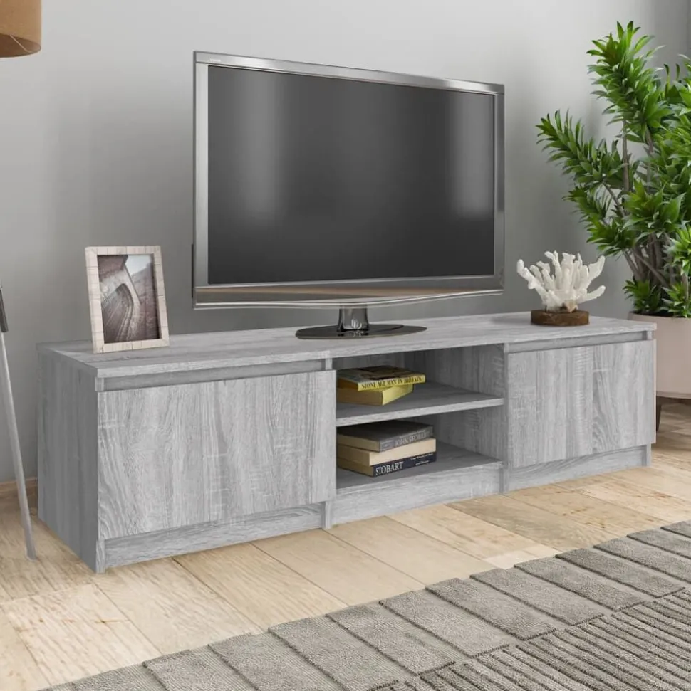 vidaXL Tv-meubel 140x40x35,5 cm bewerkt hout grijs sonoma eikenkleurig