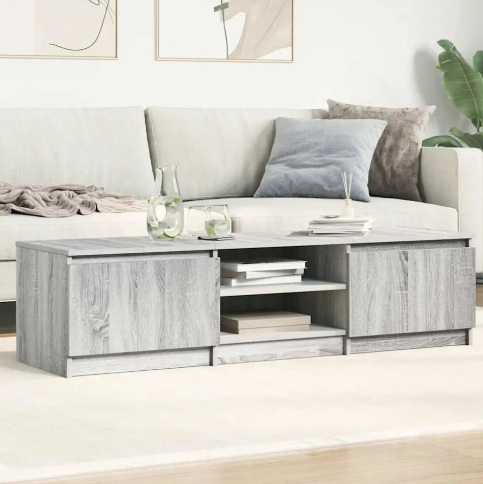 vidaXL Tv-meubel 140x40x35,5 cm bewerkt hout grijs sonoma eikenkleurig