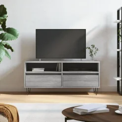 vidaXL Tv-meubel 100x34,5x44,5 cm bewerkt hout grijs sonoma eikenkleur