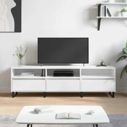 vidaXL Tv-meubel 150x30x44,5 cm bewerkt hout wit