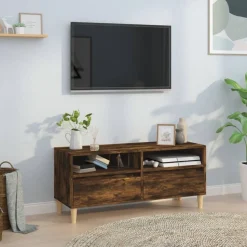 vidaXL Tv-meubel 100x34,5x44,5 cm bewerkt hout gerookt eikenkleurig