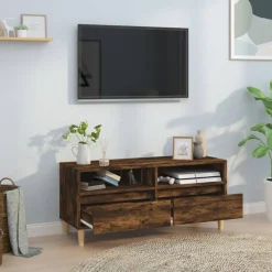 vidaXL Tv-meubel 100x34,5x44,5 cm bewerkt hout gerookt eikenkleurig