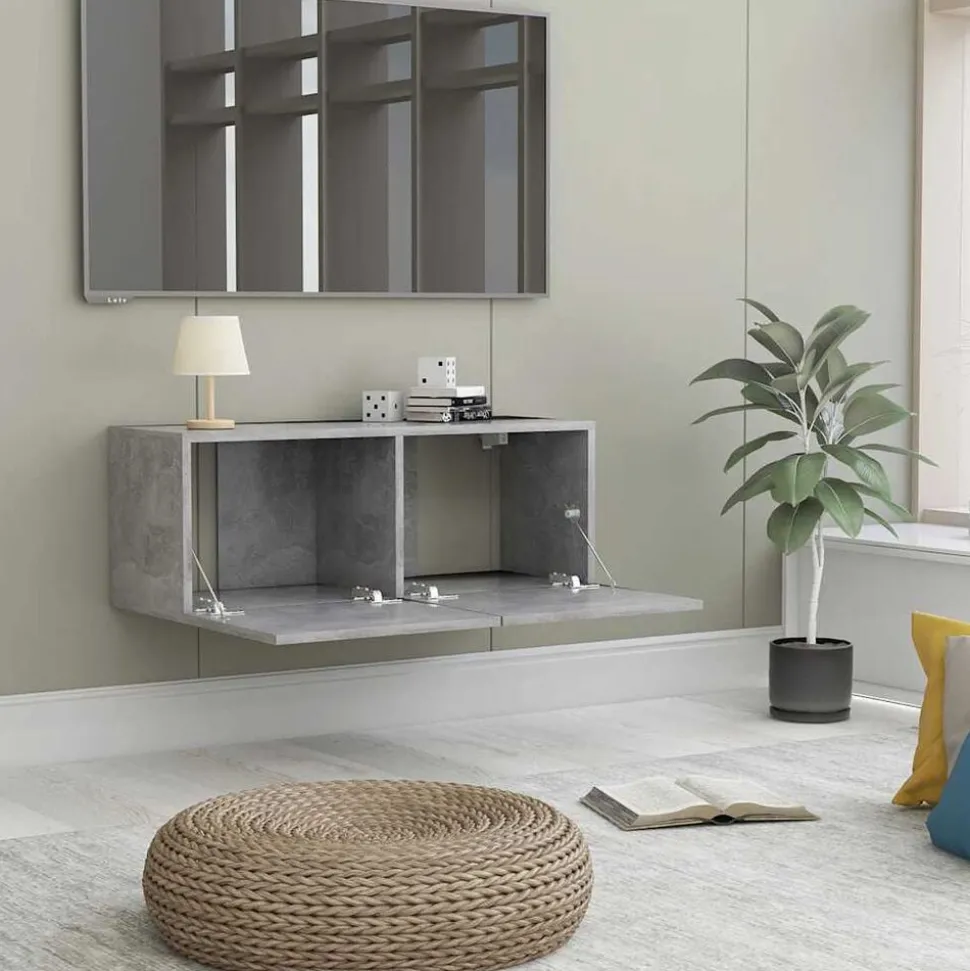 vidaXL Tv-meubel 80x30x30 cm bewerkt hout betongrijs
