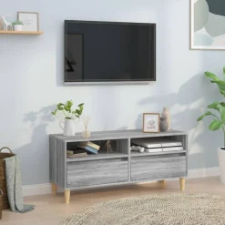 vidaXL Tv-meubel 100x34,5x44,5 cm bewerkt hout grijs sonoma eikenkleur