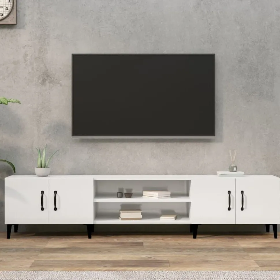 vidaXL Tv-meubel 180x31,5x40 cm bewerkt hout hoogglans wit