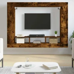 vidaXL Tv-meubel 152x22x113 cm bewerkt hout gerookt eikenkleurig