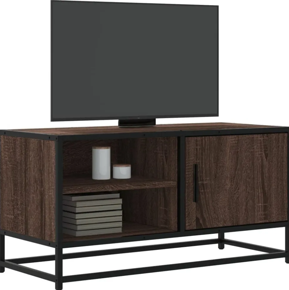 vidaXL Tv-meubel 80x34,5x40 cm bewerkt hout metaal bruin eikenkleur