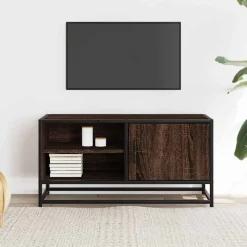 vidaXL Tv-meubel 80x34,5x40 cm bewerkt hout metaal bruin eikenkleur