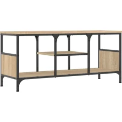 vidaXL Tv-meubel 100x33x45 cm bewerkt hout en ijzer sonoma eikenkleur