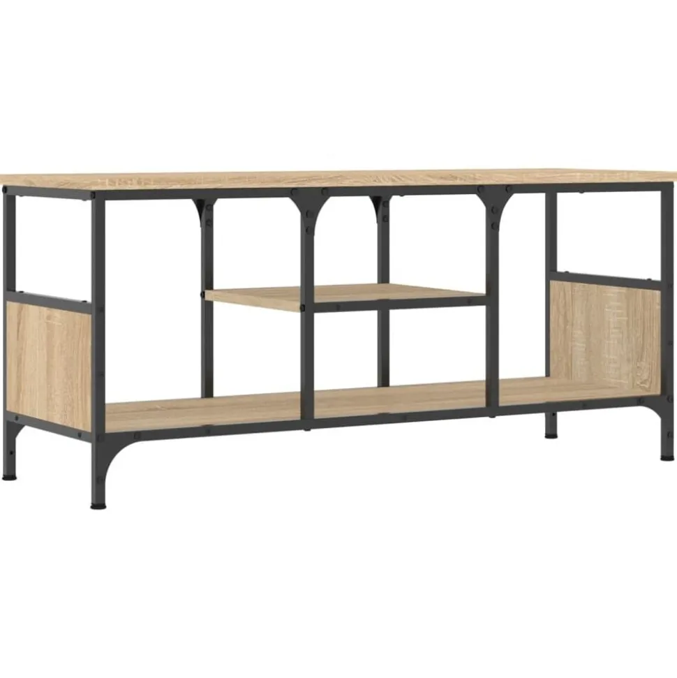 vidaXL Tv-meubel 100x33x45 cm bewerkt hout en ijzer sonoma eikenkleur