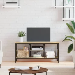 vidaXL Tv-meubel 100x33x45 cm bewerkt hout en ijzer sonoma eikenkleur