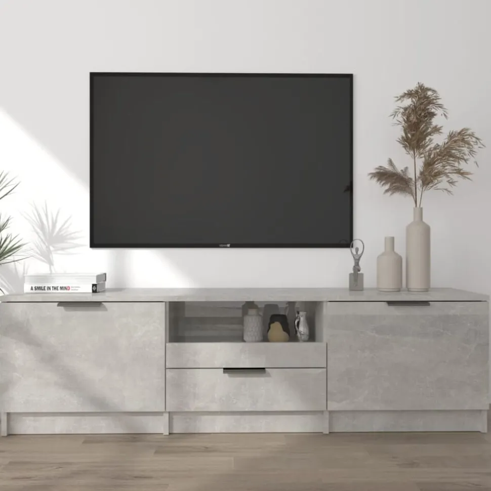 vidaXL Tv-meubel 140x35x40 cm bewerkt hout betongrijs