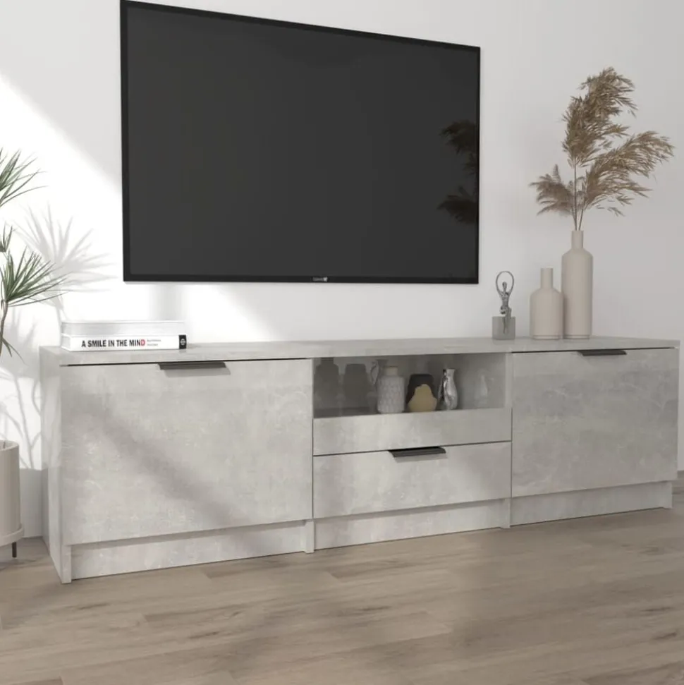 vidaXL Tv-meubel 140x35x40 cm bewerkt hout betongrijs