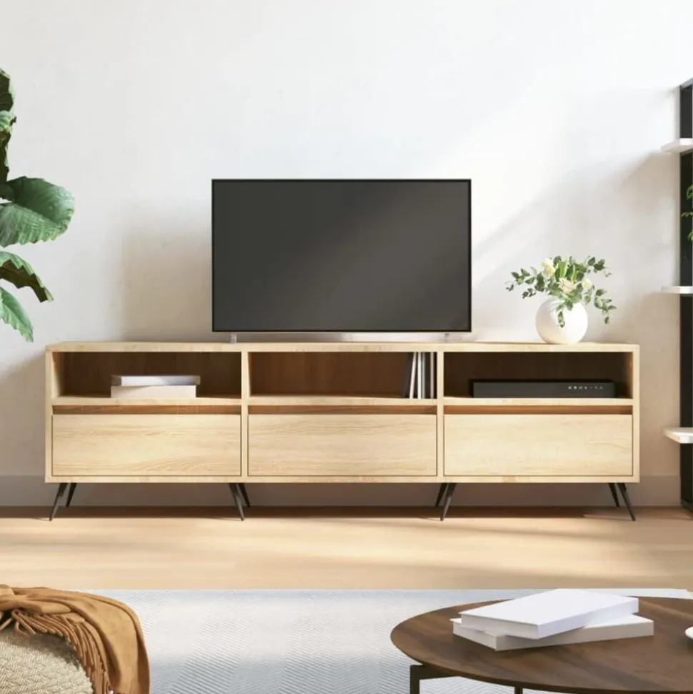 vidaXL Tv-meubel 150x30x44,5 cm bewerkt hout sonoma eikenkleurig