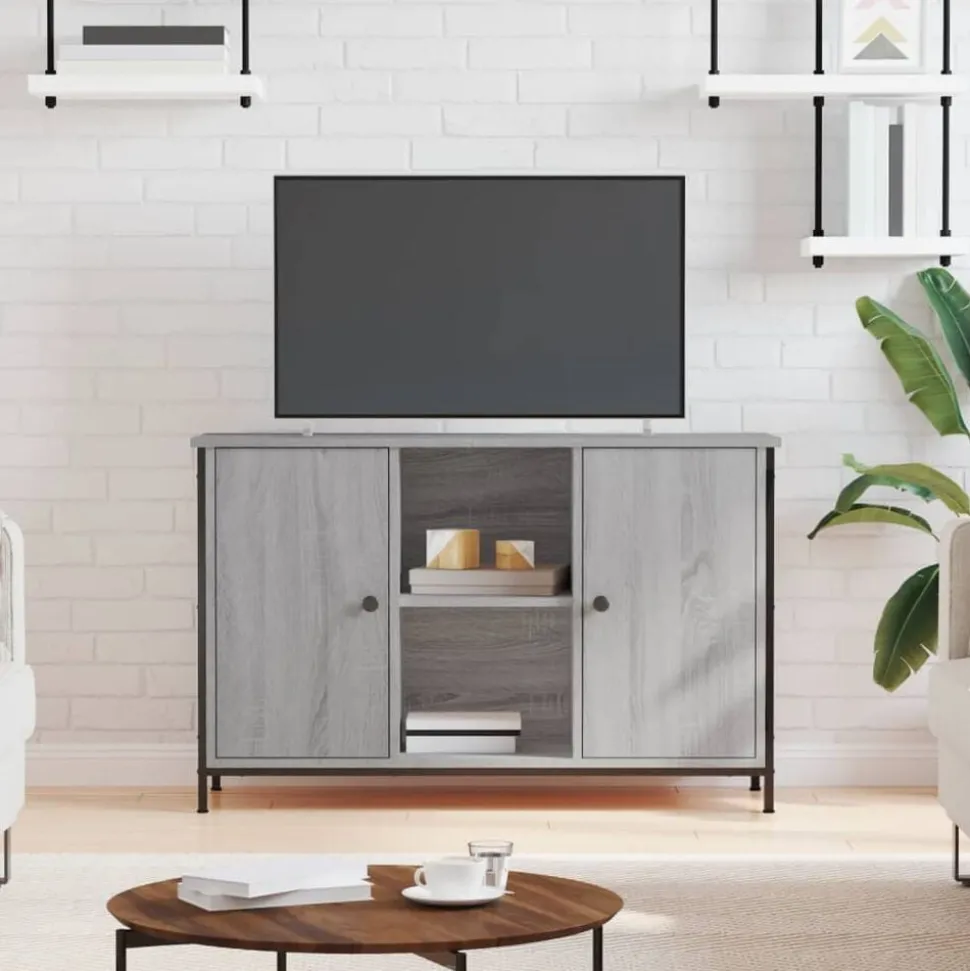 vidaXL Tv-meubel 100x35x65 cm bewerkt hout grijs sonoma eikenkleurig