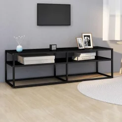 vidaXL Tv-meubel 140x40x40,5 cm gehard glas zwart