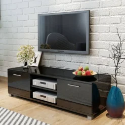 vidaXL Tv-meubel 120x40,5x35 cm hoogglans zwart