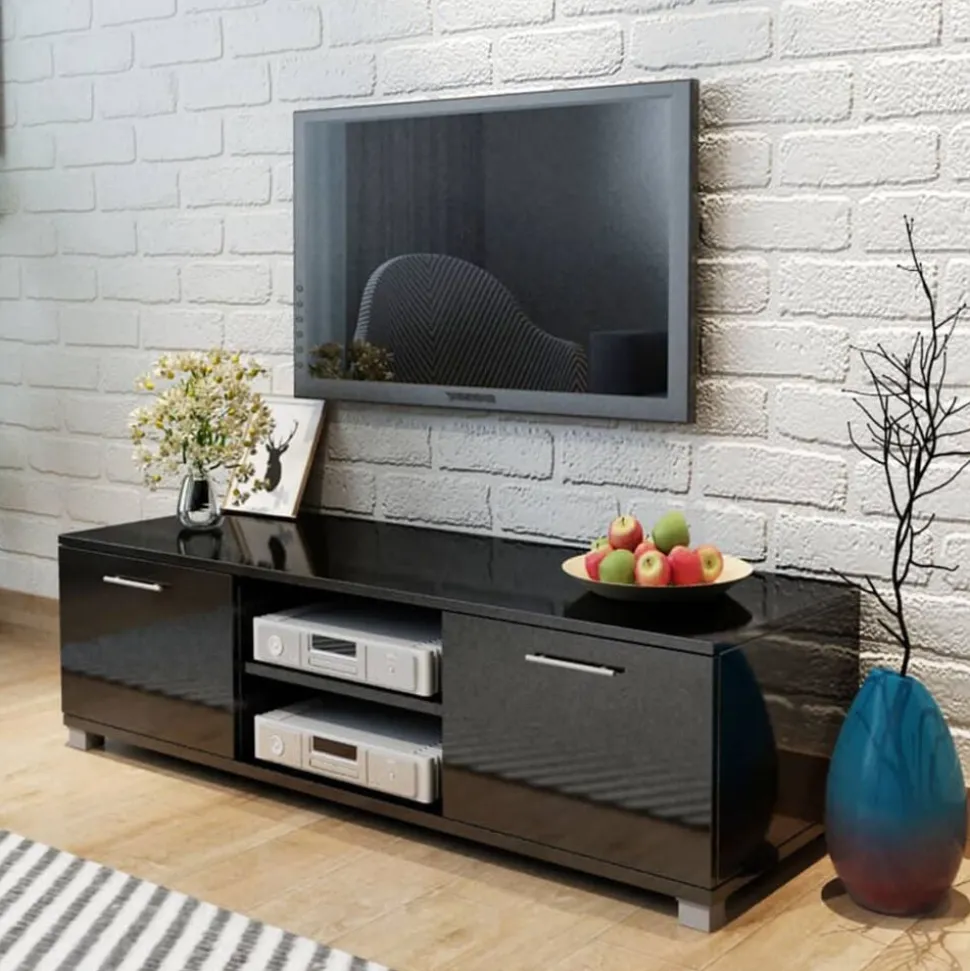 vidaXL Tv-meubel 120x40,5x35 cm hoogglans zwart