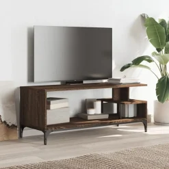 vidaXL Tv-meubel 102x40x41 cm hout en gepoedercoat staal bruineiken