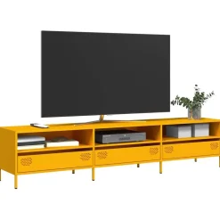 vidaXL Tv-meubel 202x39x43,5 cm koudgewalst staal mosterdgeel