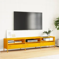 vidaXL Tv-meubel 202x39x43,5 cm koudgewalst staal mosterdgeel