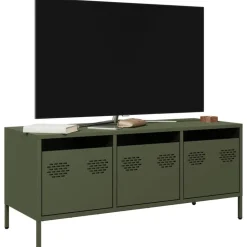 vidaXL Tv-meubel 101,5x39x43,5 cm koudgewalst staal olijfgroen